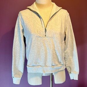 Everlane The Track Half-Zip Organic Cotton Sweatshirt in Light Gray